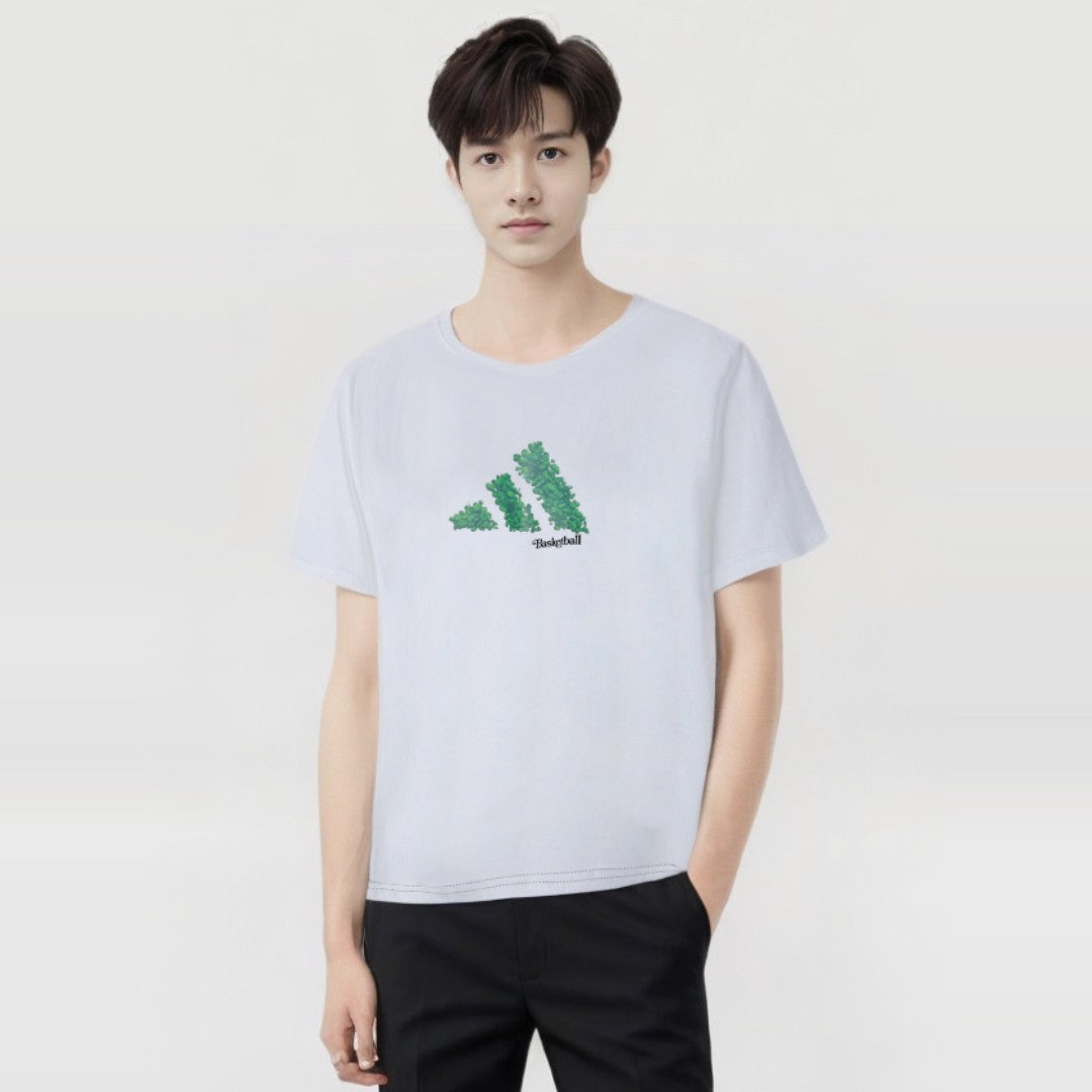 ADIDAS 三線綠蔭草地棉T (男版) 0905