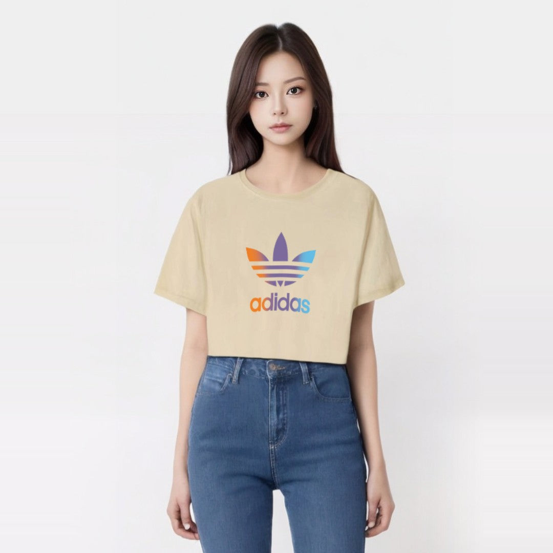 ADIDAS 三色漸變LOGO棉T (女款) 0905